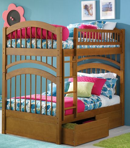 Atlantic Furniture Windsor Twin Over Twin Bunk Bed Cherry